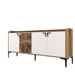 Hanah Home Consola Industrial Venedik Nogal y Blanco 180x78x35 cm
